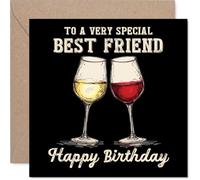 Best Friend Birthday Card - Bday Wine - Happy Birthday Card for Best Friend from Friends Bestie, 145mm Wine Greeting Cards