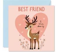 Best Friend Birthday Card, Cute Deer Love Heart