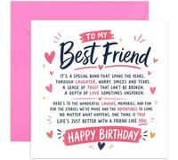 Best Friend Birthday Card For Her - Typographic Design With Hand-Drawn Hearts - Sentimental Poem For Special Friend - Blank Inside With Envelope
