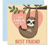 Best Friend Birthday Card - Sloth Hanging Around - Happy Birthday Card for Best Friend from Bestie Colleague, 145mm Bday Greeting Cards