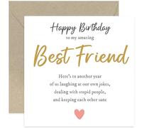Best Friend Birthday Cards - Funny Happy Birthday Card for Her or Him - Love Gift - Keepsake Birthday Greeting Cards for Women and Men - Bestie Gift for Birthday