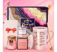 Best Friend Birthday Gifts for Women, Friendship Pamper Hamper Bestie Gift | Female Relaxing Spa Bath Set Basket, Scented Candle, Bath Salts, Mug, Lid, Card, Nice Gift Box, Christmas Presents for Ladies