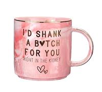 Best Friend Birthday Gifts for Women - Funny Friendship Gift for Bestfriend, Besties, BFF, Sister, Boss Woman, Big Sis, Sorority - I'd Shank A Girl For You - Cute Pink Marble Mug, 11.5oz Coffee Cup