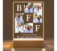 Best Friend Birthday Gifts for Women, Personalised BFF Light Up Picture Frame,Personalised Photo Frame with Night Light, Custom Friendship Memories Souvenir Gifts For Sister Besties