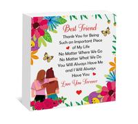 Best Friend Birthday Gifts for Women Wood Box Sign Decor Friendship Gifts for Her Sister Bestie Thanksgiving Christmas Graduation Gifts for Female Bff Soul Sister Wooden Plaque Box Sign Desk Decor