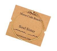 Best Friend Birthday Gifts Morse Code Bracelets For Women Mothers Day Birthday Christmas Gifts For Sister Daughter Grandmother Stainless Steel Jewelry Friendships Inspirational Gifts For Women, 7"+1.5