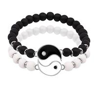 Best Friend Bracelets 2 Matching Yin And Yangs Adjustable Rope Bracelets For Friendship Relationship Boyfriend Girlfriend Valentine's Day Gift Pro Diver Automatic (A, One Size)
