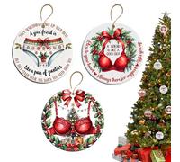 Best Friend Christmas Ornaments - 2D Acrylic Funny Friendship Decorations, Set of 3 Holiday Tree Pendants, Cheerful Design with Shiny Gloss Finish, Festive Decor for Coworkers, and Home Displays