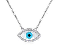 Best Friend Evil Eye Charm 925 Sterling Silver Natural Stone Shell Long Necklace Women Accessories Chokers Gold Jewelry