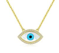 Best Friend Evil Eye Necklace Charm 925 Sterling Silver Natural Stone Shell Long Necklace Women Accessories Chokers Gold Jewelry
