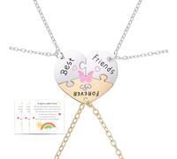 Best Friend Friendship Necklaces for 3 Sisters Birthday Gifts for Big Middle Little Sister Puzzle Necklace for 3 4 Friends, S, Zinc, No Gemstone