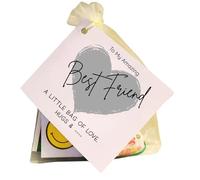 Best Friend Gift and Card | Little Bag of Love & Hugs - Sweet & Sentimental Keepsake Items Included (Grey)