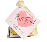 Best Friend Gift and Card | Little Bag of Love & Hugs - Sweet & Sentimental Keepsake Items Included (Orange)