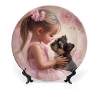 Best Friend Girl and Yorkie Bone China Decorative Plate Ceramic Plates