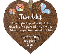 Best Friend Hearts - I’m Lucky My Friend Is You, Friendship Gifts For Women Dark Wooden Heart Sign Plaque, Handmade Decorative Accessories Hearts, Thank You Gifts For Women, Gift for Friend by Stuff4