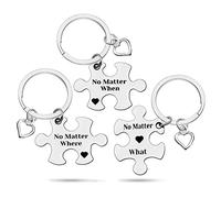 Best Friend Keychain for 3 Long Distance Relationship Gift Puzzle Keychain Set for Sisters Brothers Friendship Gifts Moving Away Gifts Birthday Christmas Graduation Valentines Gifts for Family Teens