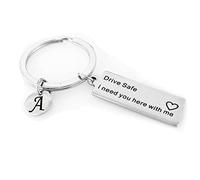Best Friend Keyring Stainless Steel, Silver Custom Name Keychain Drive Safe Letter A Anniversary Memorial Gift