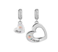 Best Friend Linked Hearts Split Dangle Charm fits Pandora Charms Bracelets Christmas Birthday Jewellery Gift for Sisters Women Friendship