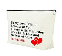 Best Friend Makeup Bag Friendship Gifts for Women Bestie BFF Birthday Gifts for Teen Girls Best Friend Christmas Graduation Leaving Gifts I Love You Travel Toiletry Pouch