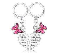 Best Friend Matching Keychain Set - 2PCs Sister Keychain Long Distance Friendship Gifts for Best Friend Birthday & Christmas