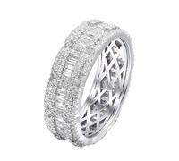 Best Friend Ring, Pre Engagement Ring 3.2ct Square and Round Moissanite 18.1K White Gold Size X 1/2
