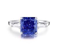 Best Friend Ring, The Promise Ring 3ct Square Tanzanite with Moissanite 18K White Gold Size Q 1/2