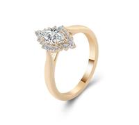 Best Friend Ring, Women Wedding Ring Set Flower with Marquise Shape Moissanite 9K Yellow Gold