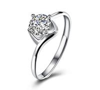 Best Friend Rings Adjustable, Wedding Band for Women Zirconia Stars and Moon Sterling Silver