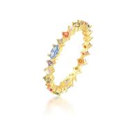 Best Friend Rings, Funny Engagement Ring Gold Eternity with Multicolor Round Shape Cubic Zirconia 14K Yellow Gold Size O 1/2