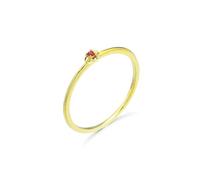 Best Friend Rings, Pretty Rings for Women Thin Simple Flower Solitaire Ruby Gold 18.1K Yellow Gold Size X 1/2