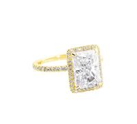 Best Friend Rings, Promise Ring to Myself with White Rectangle Shape Moissanite 9K Yellow Gold Size P 1/2