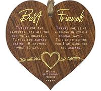 Best Friend Women Wooden Heart Sign Plaque, Gift Birthday Christmas for Women Dark Wood Hearts Sign, Xmas Decorations, Valentines hanging decorations, Special Friend Gifts, Bride Gift Box