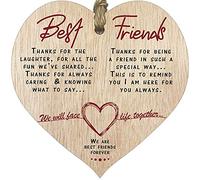 Best Friend Women Wooden Heart Sign Plaque, Gift Birthday Christmas for Women Light Wood Hearts Sign, Xmas Decorations, Valentines hanging decorations, Special Friend Gifts, Bride Gift Box