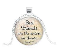 Best Friends Are The Sisters We Choose Quote Pendant Necklace Friendship Necklace Gift For Friends Silver Durable ServiceDurability