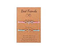 Best Friends BFF Bracelet for 2 Lifeline Pulse Heartbeat Bracelet Dog Paw Print Heart Bracelets Open Heart Link Bracelet for Women Men Couple Jewelry