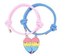 Best Friends Bracelets Cute Heart Puzzle Piece BFF Charm Bracelet Colorful Enamel Half Heart Braided Rope Bracelets for Women Forever Friendship Jewelry Gifts, Stone Metal, Agate