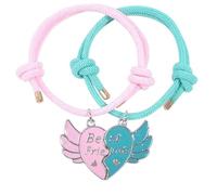 Best Friends Bracelets Cute Heart Puzzle Piece BFF Charm Bracelet Colorful Enamel Half Heart Braided Rope Bracelets for Women Forever Friendship Jewelry Gifts, Stone Metal, Agate