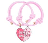 Best Friends Bracelets Cute Heart Puzzle Piece BFF Charm Bracelet Colorful Enamel Half Heart Braided Rope Bracelets for Women Forever Friendship Jewelry Gifts, Stone Metal, Agate