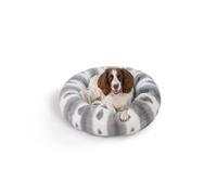 Best Friends by Sheri Patterned Lux Faux Fur Calming Large Donut Dog Bed, Gray, 30" x 30"