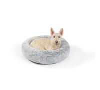 Best Friends by Sheri SnuggleSoft Faux Rabbit Fur Memory Foam Calming Donut Bed for Dogs and Cats, Grey, 23" x 23"
