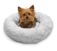 Best Friends by Sheri The Original Calming Donut Bed for Cats and Dogs in Grey Lux Leather Extra Small, 18-inch
