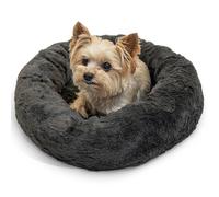 Best Friends by Sheri The Original Calming Donut Dog Bed for Extra-Small Dogs up to 10 lbs, Lux Faux Fur, Mink Dark Gray, 18" x 18"