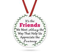 Best Friends Ceramic Hanging Gifts for Women Besties Sister Friendship Keepsake for BFF Female Birthday Gifts Ceramic Decoration Ornament Gifts for Neighbors Christmas Decor Ceramic Ornament Sign