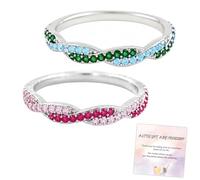 Best Friends Custom Wavy Birthstone Promise Ring Set, 2Pcs Personalized Birthstone Wave Rings, Stackable Friendship Promise Ring Jewelry Gifts for Bestie Friends
