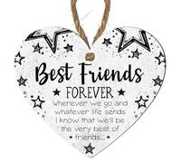 Best Friends Forever Heart-Shaped Plaque - Elegant Black Text on White Marble, Perfect for Home Decor - Size 10cm x 9cm
