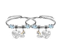 Best Friends Gift For Women,Reminder Friendship Silver Pendant Bracelet Adjustable Jewellery For BFF Bestie Sisters Colleague Birthday Christmas Graduation Bracelet Gift (True Friends Footprints)