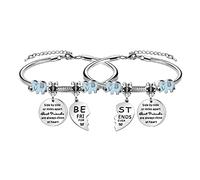 Best Friends Gift For Women,Reminder Friendship Silver Pendant Bracelet Adjustable Jewellery For BFF Bestie Sisters Colleague Birthday Christmas Graduation Bracelet Gift (Best Friends Forever)