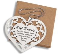Best Friends Heart Ornaments, Stainless Steel Friendship Gifts for Her Friends That Become Family Keepsake Ornaments ZUU9