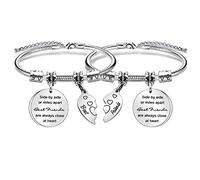 Best Friends Heart Pendant Snake Bracelet Gift Side By Side Or Miles Apart Best Friends Are Always Close At Heart.