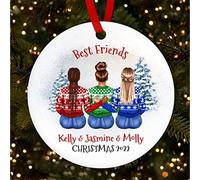 Best Friends Jumpers Round Personalised Christmas Tree Ornament Decoration